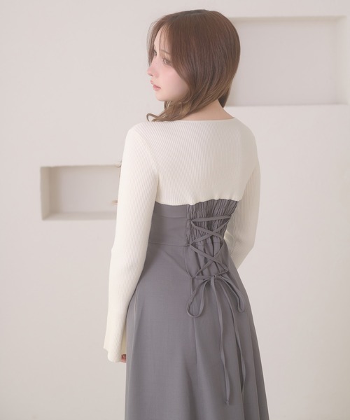 Ambre Neige（アンブルネージュ） ワンピース knit docking back lace