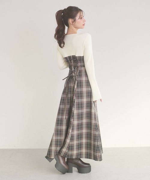Ambre Neige（アンブルネージュ） ワンピース knit docking back lace