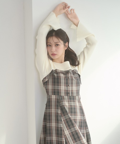 Ambre Neige（アンブルネージュ） ワンピース knit docking back lace