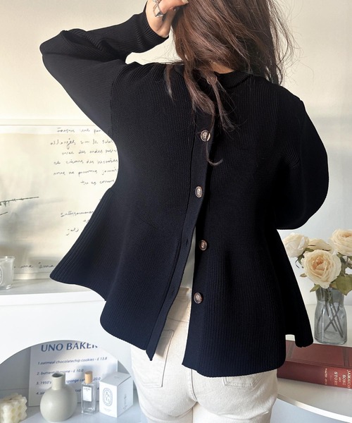 「classicalelf」 ニットカーディガン MEDIUM チャコール レディース_画像4