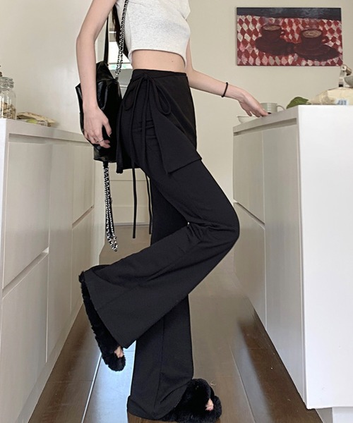 「shopnikoniko」 イージーパンツ フリー ブラック レディース_画像5