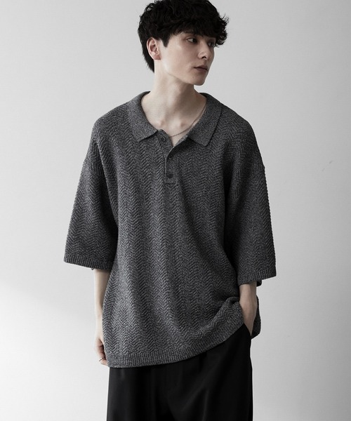 RUUBON ポロシャツ 半袖 「RUUBON」herringbone knit polo shirt 