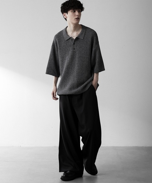 RUUBON ポロシャツ 半袖 「RUUBON」herringbone knit polo shirt 