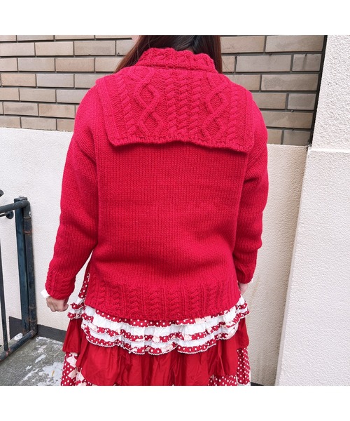 PINK HOUSE ピンクハウス ニット カーディガン レッド　ウール100% PINK HOUSE（ピンクハウス） 長袖ニット フリー レッド レディース