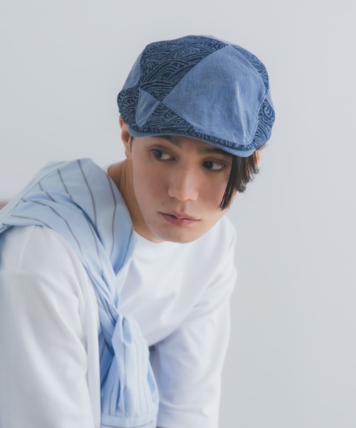 polcadot（ポルカドット） 帽子 ベレー帽 メンズ 和柄 切替 デニム