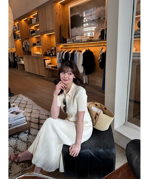 ワンピース Eyelet Polo Knit Dressの画像