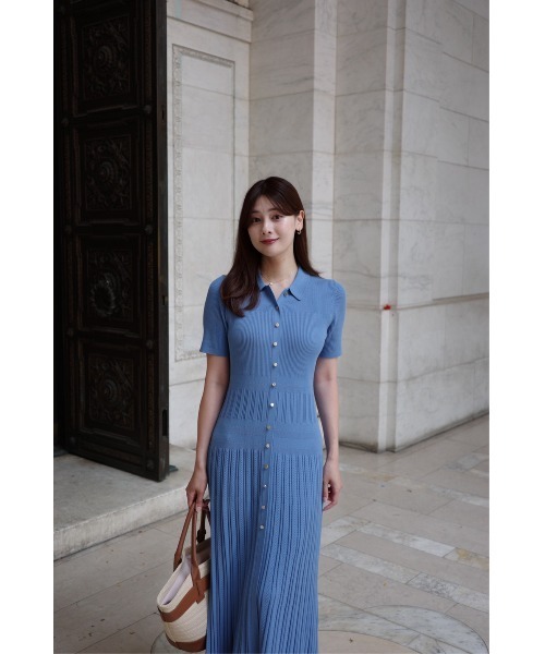 Her lip to ワンピース 半袖 Eyelet Polo Knit Dress : ZOZOTOWN Yahoo