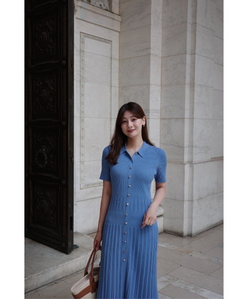 Her lip to ワンピース 半袖 Eyelet Polo Knit Dress : ZOZOTOWN Yahoo
