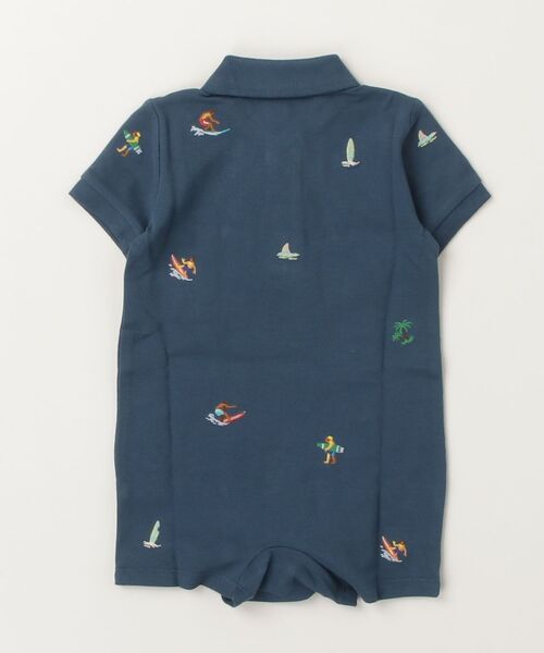 ベビー エンブロイダリー コットン メッシュ Polo ショートオールの画像