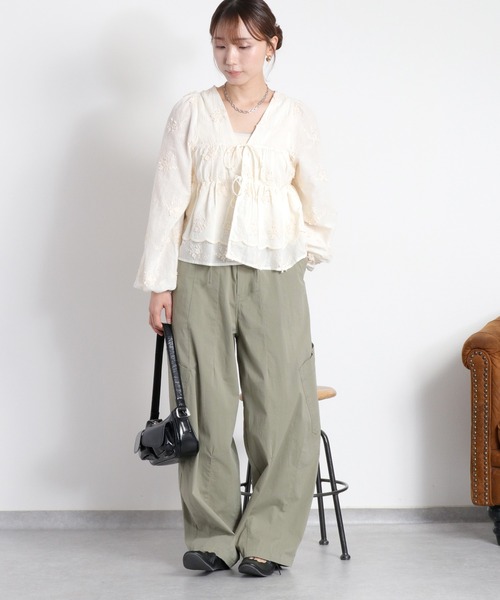 ※kiomi※3点セット（カーディガン、ブラウス、シャツ） cepo（セポ） ブラウス シャツ 「セットアップ対応可能」3Dフラワー