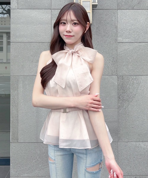 NOMAE（ノーマエ） ブラウス シャツ ウエストマークアメスリブラウス 