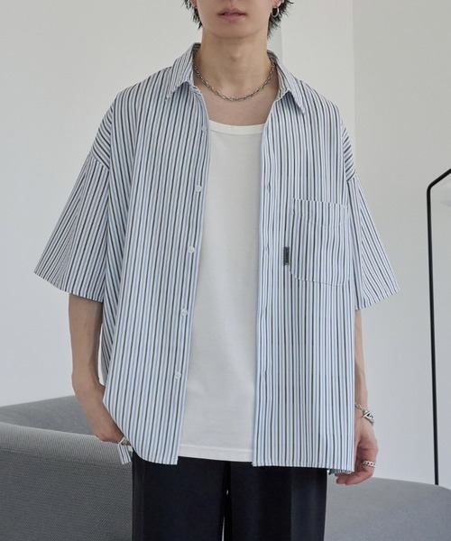 「ADAMASTE」 半袖シャツ SMALL ブルー メンズ_画像2
