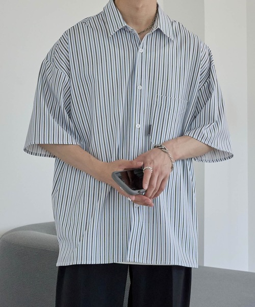 「ADAMASTE」 半袖シャツ SMALL ブルー メンズ_画像3