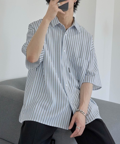 「ADAMASTE」 半袖シャツ SMALL ブルー メンズ_画像4