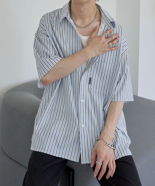 「ADAMASTE」 半袖シャツ SMALL ブルー メンズ_画像5