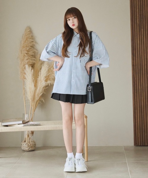「ADAMASTE」 半袖シャツ SMALL ブルー メンズ_画像8