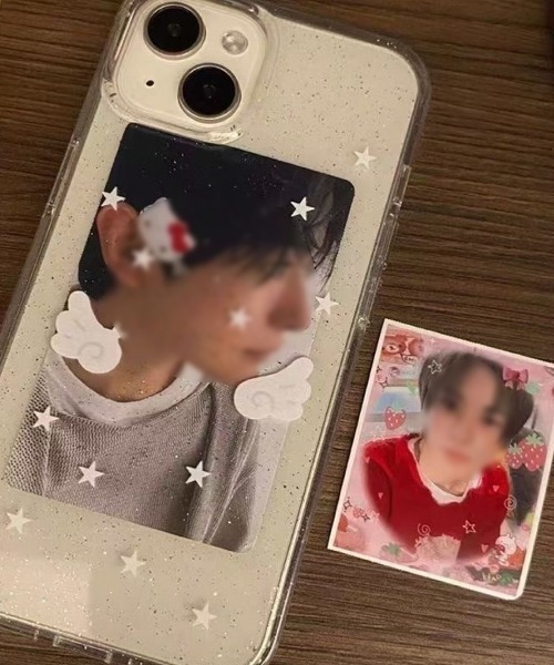 スマホケース ウィッシュコア エンジェル ウィング ラメ入り クリア