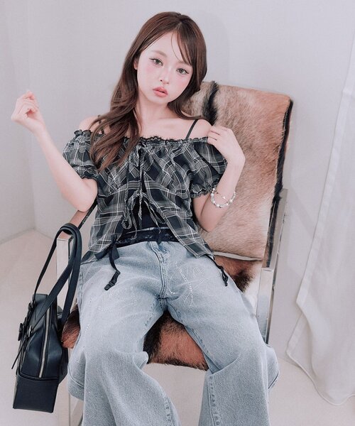 OLIVE des OLIVE（オリーブデオリーブ） パンツ キラキラロゴデニム