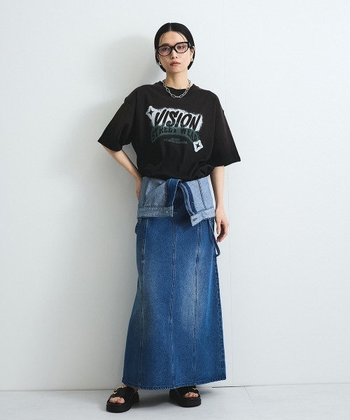 mocoa's 美ラインdenimサロペットスカート(ブルー・インディゴブルー) VICKY（ビッキー） サロペットスカート M ブルー レディース