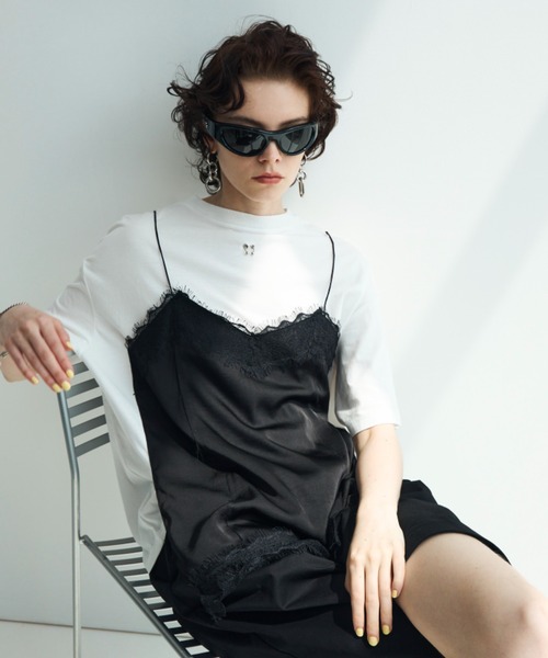 JOSE MOON（ジョゼムーン） tシャツ 半袖 LACE CAMI TRIM TSHIRT