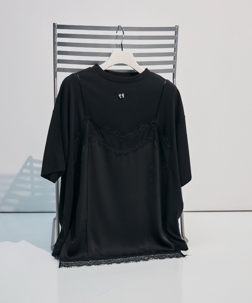 JOSE MOON（ジョゼムーン） tシャツ 半袖 LACE CAMI TRIM TSHIRT