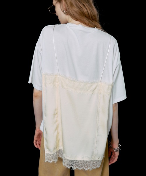 JOSE MOON（ジョゼムーン） tシャツ 半袖 LACE CAMI TRIM TSHIRT 