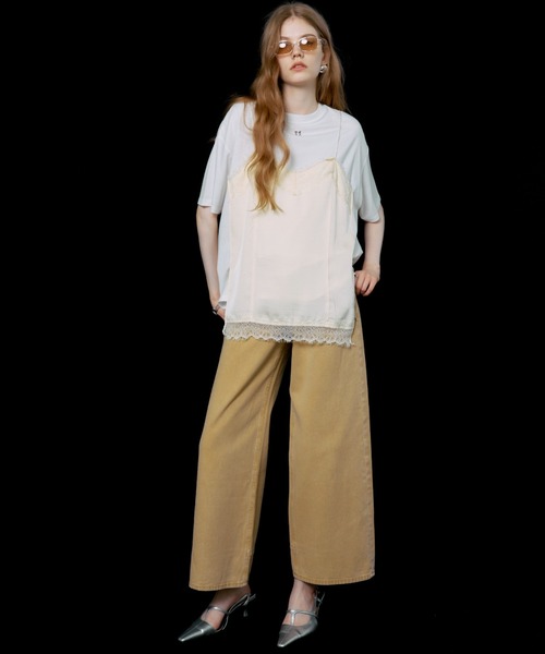 JOSE MOON（ジョゼムーン） tシャツ 半袖 LACE CAMI TRIM TSHIRT