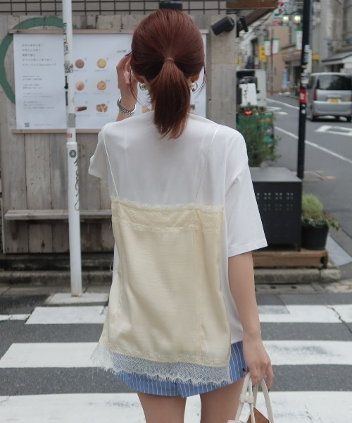 JOSE MOON（ジョゼムーン） tシャツ 半袖 LACE CAMI TRIM TSHIRT