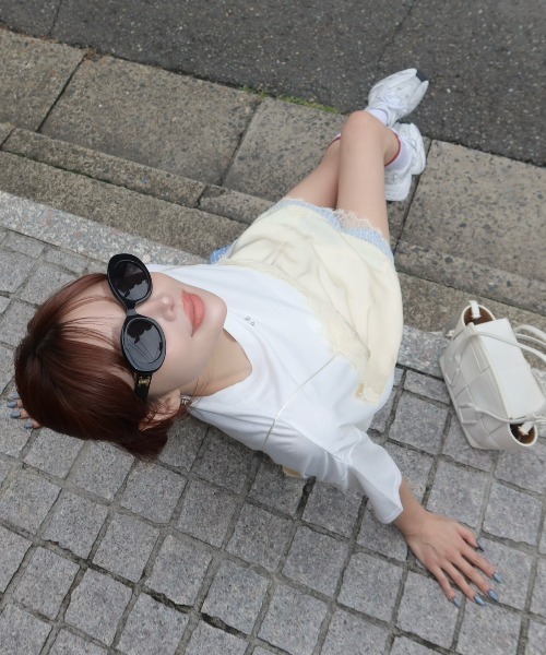 JOSE MOON（ジョゼムーン） tシャツ 半袖 LACE CAMI TRIM TSHIRT