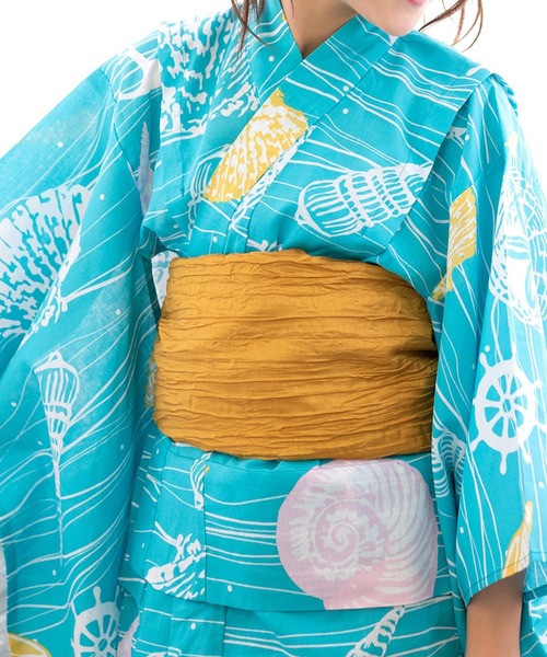 浴衣 簡単着付け ワンピース 浴衣 女の子 2点セット( ワンピース浴衣 + 帯 ) キッズ 子供 女の子の画像
