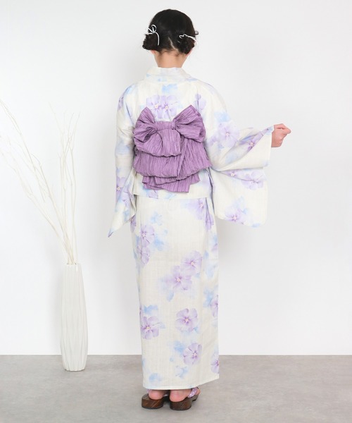 浴衣 簡単着付け ワンピース 浴衣 女の子 2点セット( ワンピース浴衣 + 帯 ) キッズ 子供 女の子の画像