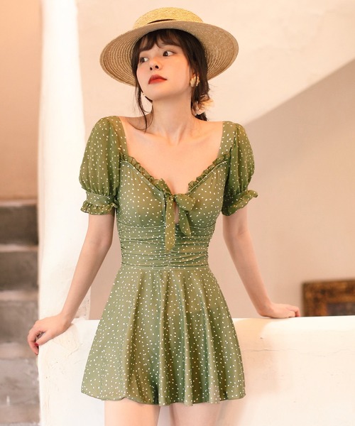 水着 バックレースアップ パフスリーブワンピース水着 Zozotown Paypayモール店 通販 Paypayモール