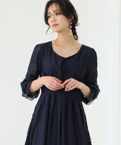 PourVous（プールヴー） ドレス レース切り替え パーティードレス