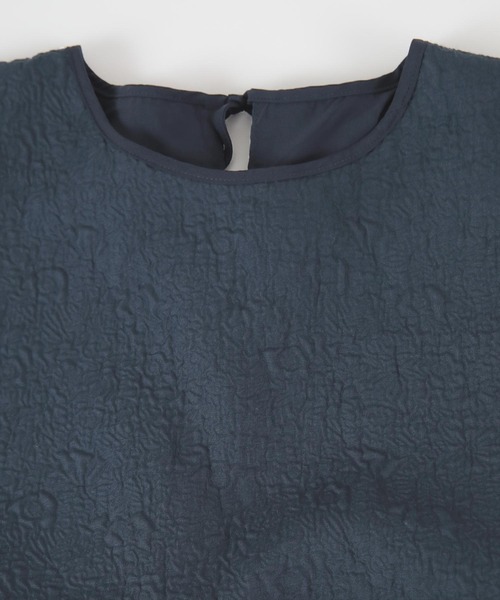 tシャツ ふくれジャカードカフス付きカットソー レディース ふくれ織り ジャガードカットソー レディース トップス 半袖