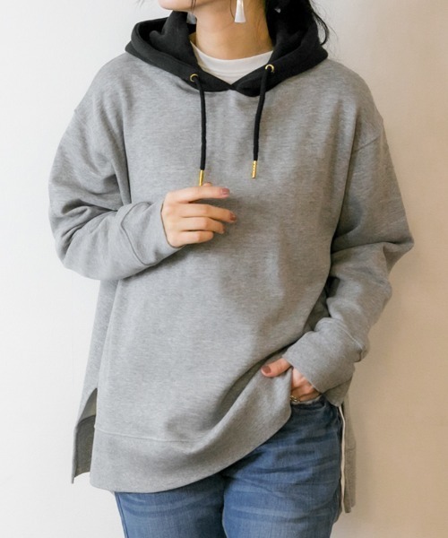 atONE パーカー 裏起毛配色パーカー レディース : ZOZOTOWN