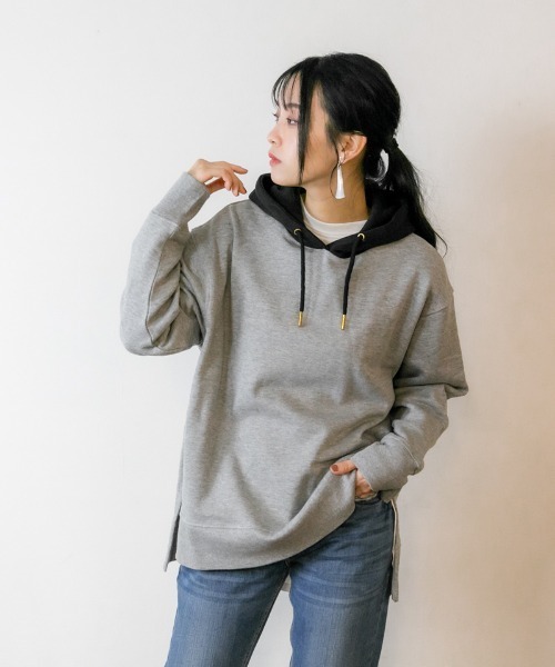 パーカー atONE 裏起毛配色パーカー レディース atONE パーカー 裏起毛配色パーカー レディース : ZOZOTOWN