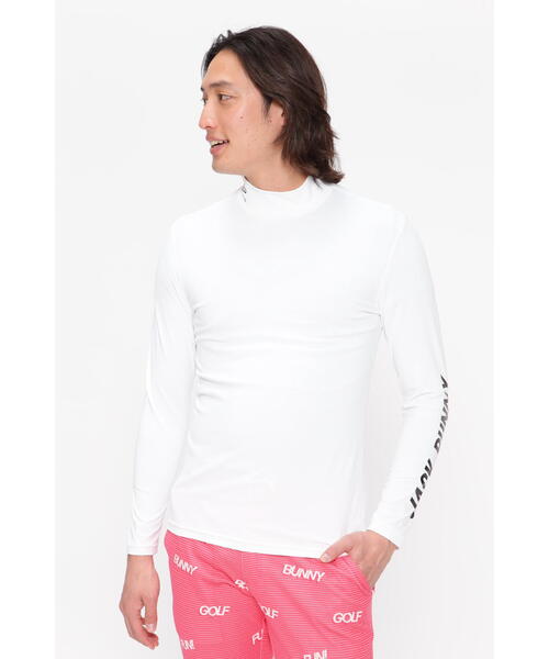 美品Jack Bunny!! ホワイトワンピース　 ロゴ ハイネック機能素材M Jack Bunny!! tシャツ 「Jack Bunny!!」ポリエステルスムース