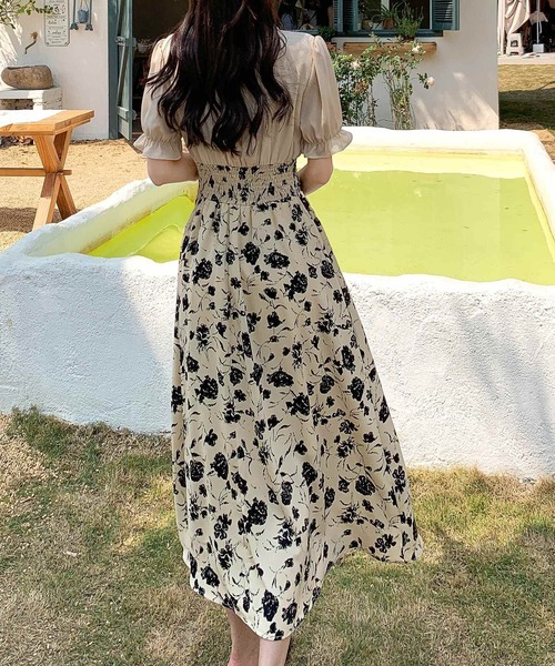 DAY CLOSET ワンピース レディース 花柄ボウタイセットアップ風