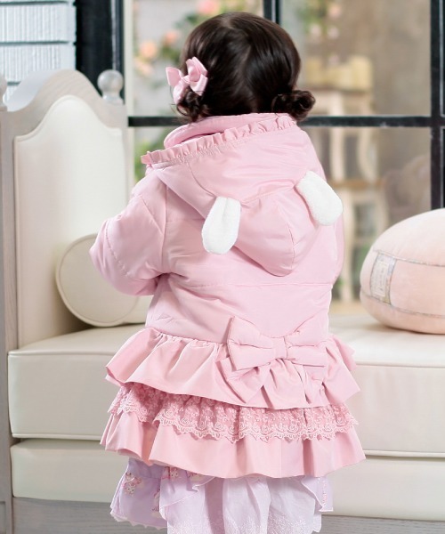 coeur a コート アウター 裾フリル中綿ジャケット キッズ 子供服