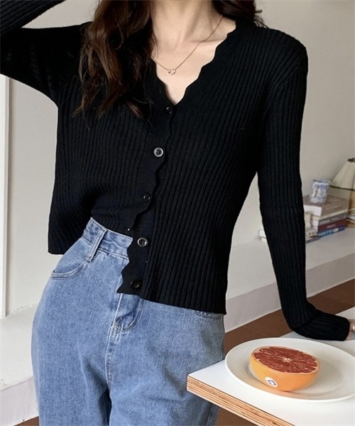 FREE STYLISTS カーディガン Vネックリブニットカーディガン