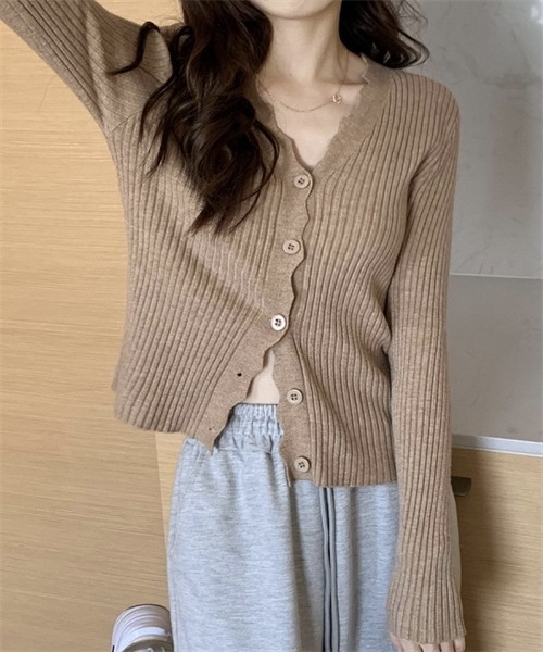 FREE STYLISTS カーディガン Vネックリブニットカーディガン