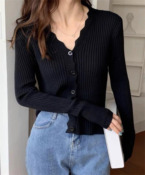 美品 EVERYDAY I LIKE. リブニットカーディガン Vネック 黒 ドゥーズィエム クラス EVERYDAY I LIKE.RIB V カーディガン 【公式通販】