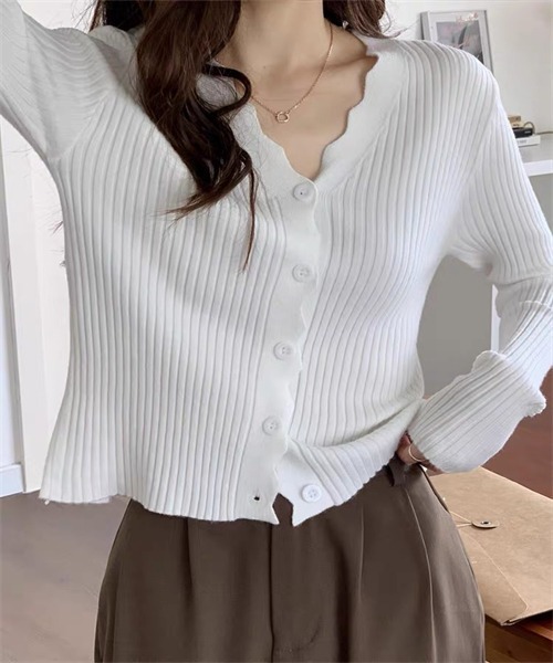 FREE STYLISTS カーディガン Vネックリブニットカーディガン