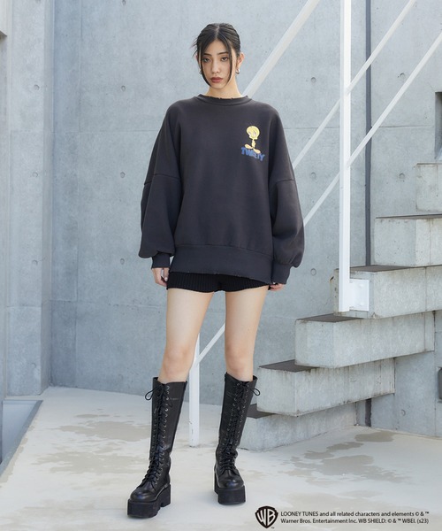 トレーナー スウェット LOONEYTUNES×ENVYMコラボプルオーバー レディース ENVYM トレーナー スウェット LOONEYTUNES×ENVYMコラボプル