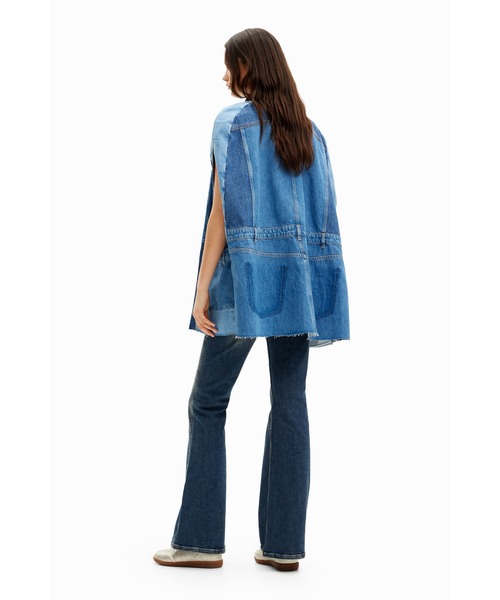 Desigual ギャラクティック リバーシブル ケープ ポンチョ Desigual ポンチョ PATCH HERITAGE デニムポンチョ レディース