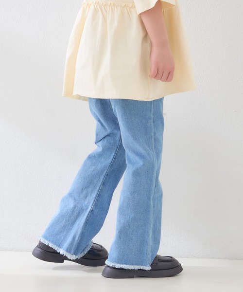 メゾピアノ クロップドTシャツセット ロゴプリントデニム 裾フリルスカート 人気商品再入荷】【直営店で取り扱い無し】ロゴプリントデニム裾