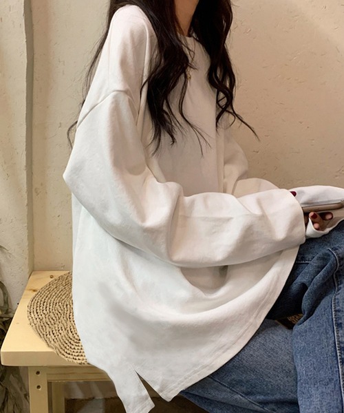 tシャツ オーバーサイズ サイドスリット ロンT レディース