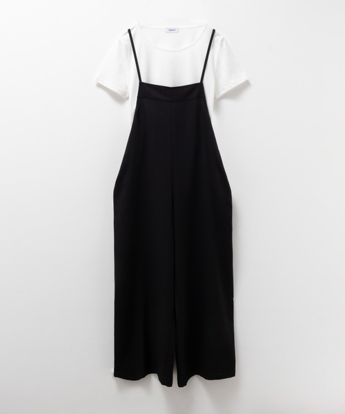 NAVY サロペット オーバーオール 麻ライクサロペット＋半袖Tシャツ