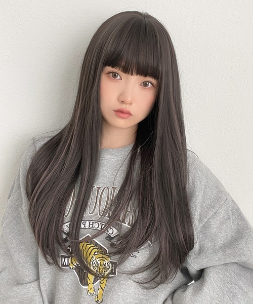 ウィッグ エクステ 「 ゆるカーブストレート2typeバング 」 レディース