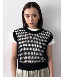 EMODA タンクトップ ノースリーブ ブレイドメッシュタンクトップ